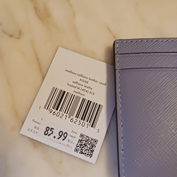 NWT Kate Spade Madison Saffiano Leather Card Holder, Frosted Blue Small Wallet - Picture 3 of 10